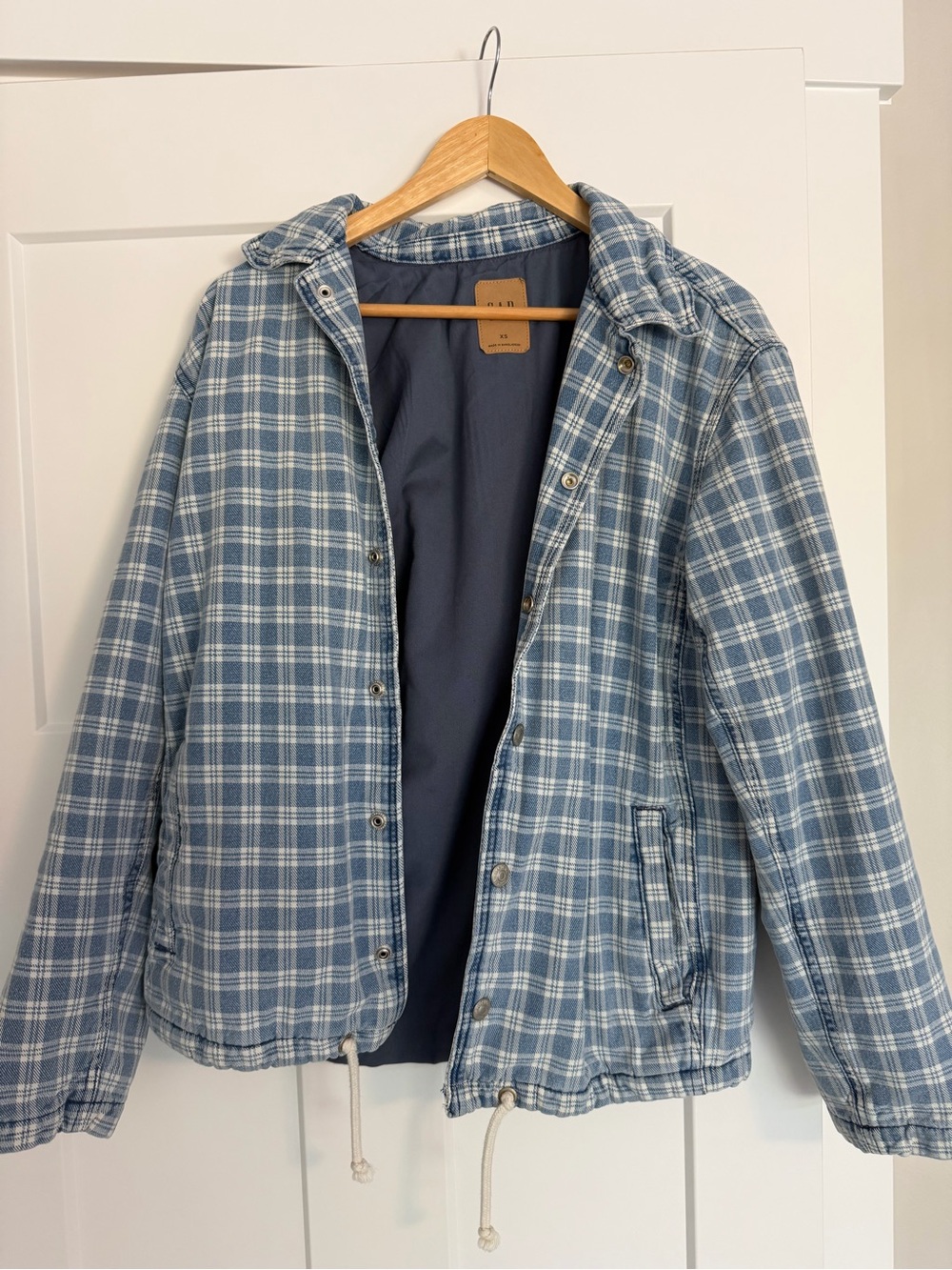 Gap Plaid Oversized Coach Jacket Blue White Size XS